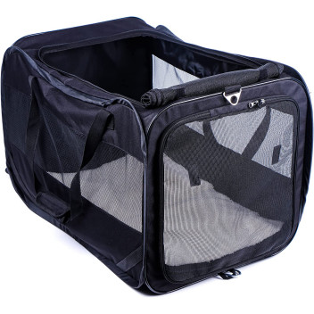 Deluxe Foldable Fabric Pet Car Kennel - Black