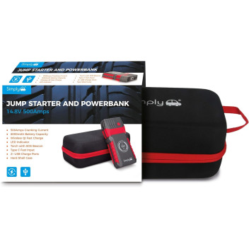 Simply 500A 8000mAh Jump Starter/Powerbank up to 3L Diesel