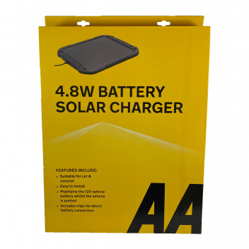 AA 4.8W Solar Panel Car & Caravan Battery Charger
