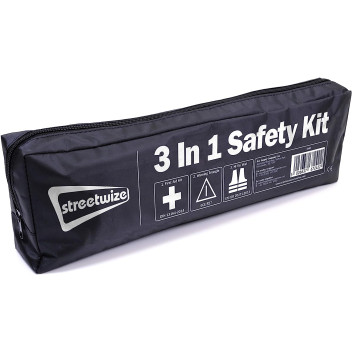3-in-1 Safety Travel Kit: Triangle Hi-Vis Vest & First Aid