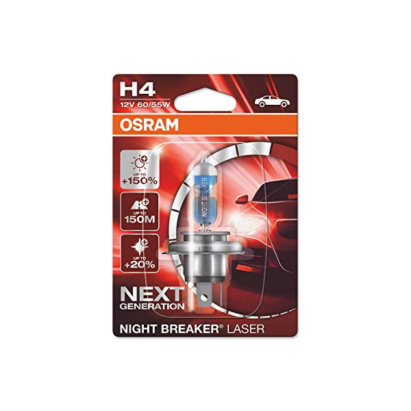 Osram H4 472 Night Breaker Laser 150% Brighter Bulb x 1 image