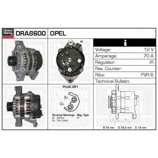 Delco Remy DRA8600 Exchange Alternator image