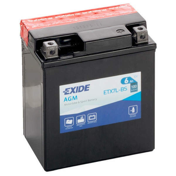 EXIDE MF Motorcycle Battery - ETX7L-BS 12V 6AH image
