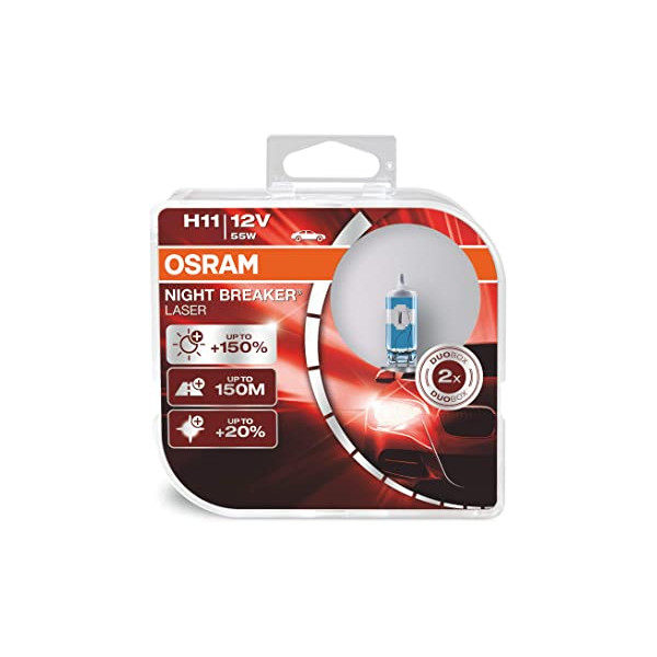 Osram H11 Night Breaker Laser Plus Bulbs x 2 150% Brighter image