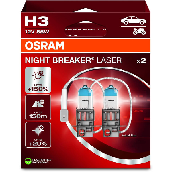 Osram H3 NightBreaker Laser 150% Bulbs TWINPACK image